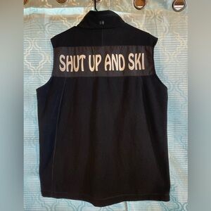 Double Diamond Shut Up & Ski Black Fleece Vest, Men’s L Winter Warm Cozy Sport